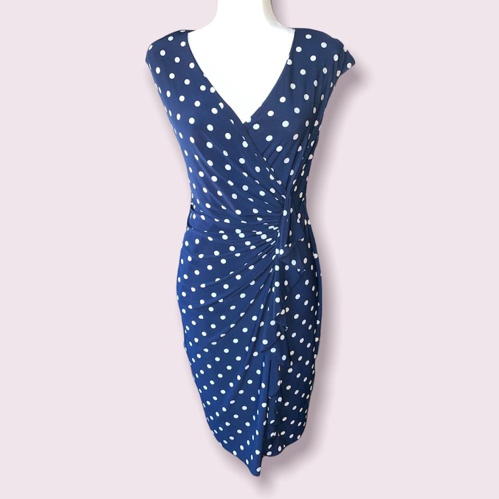 Navy blue with white polka dots dress - American Living by Ralph Lauren